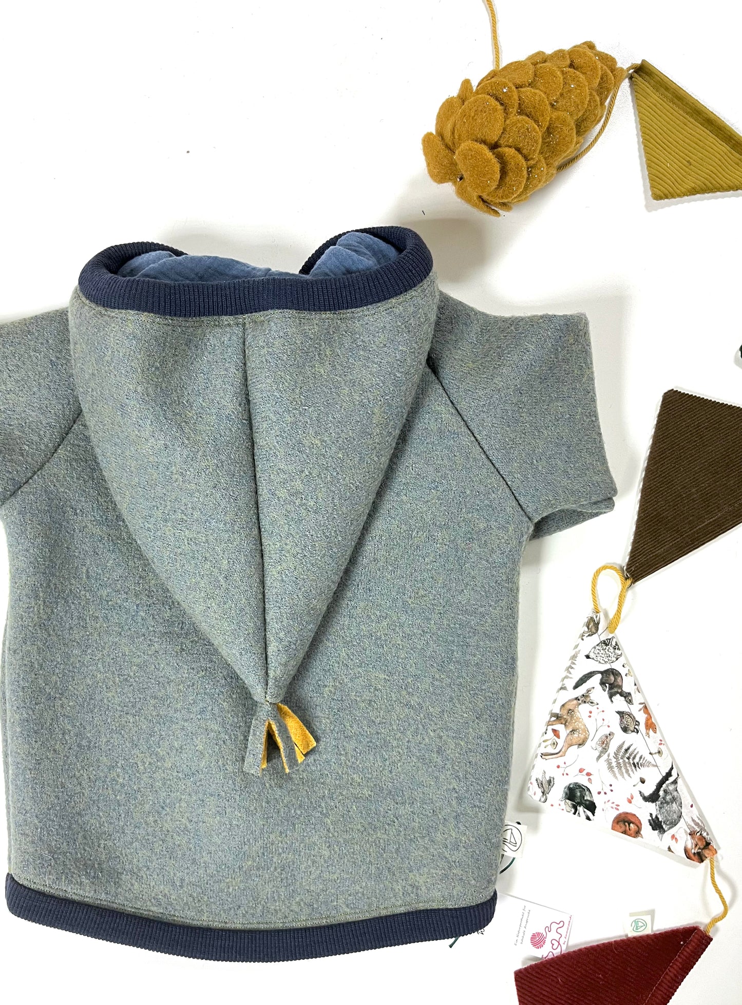 Jacke "Waldläufer" aus Wollwalk Sky/blau