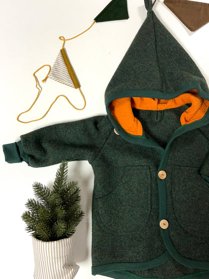 Jacke "Waldläufer" aus Wollwalk Waldgrün