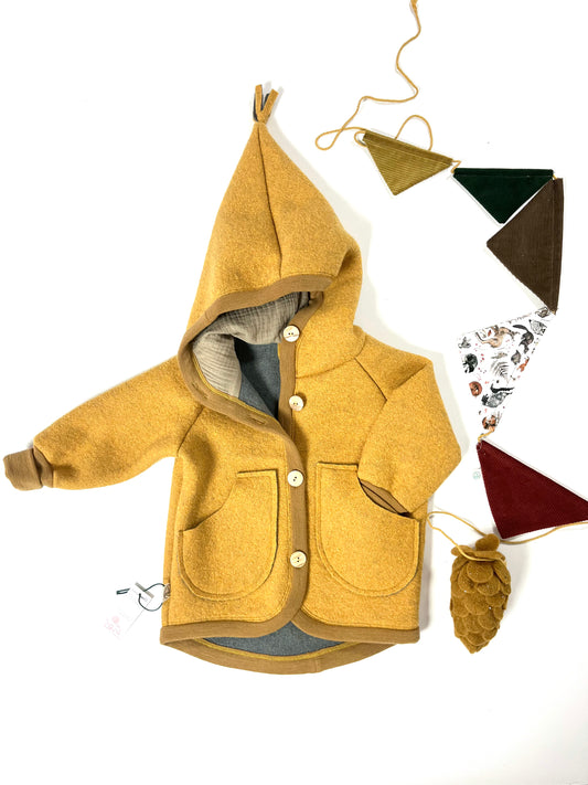 Jacke "Waldläufer" aus Wollwalk, gelb