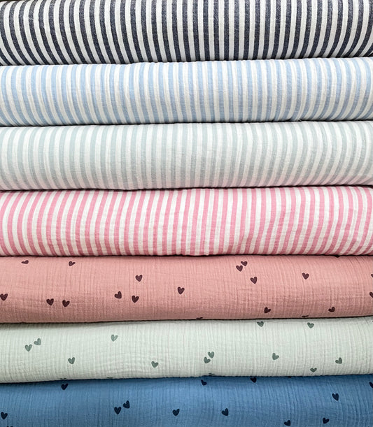 Musseline, Double Gauze Streifen&Herzen