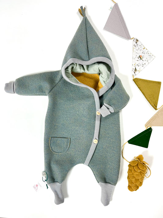 Overall "Waldmaus" , Wollwalk sky/grau