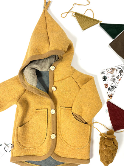 Jacke "Waldläufer" aus Wollwalk, gelb