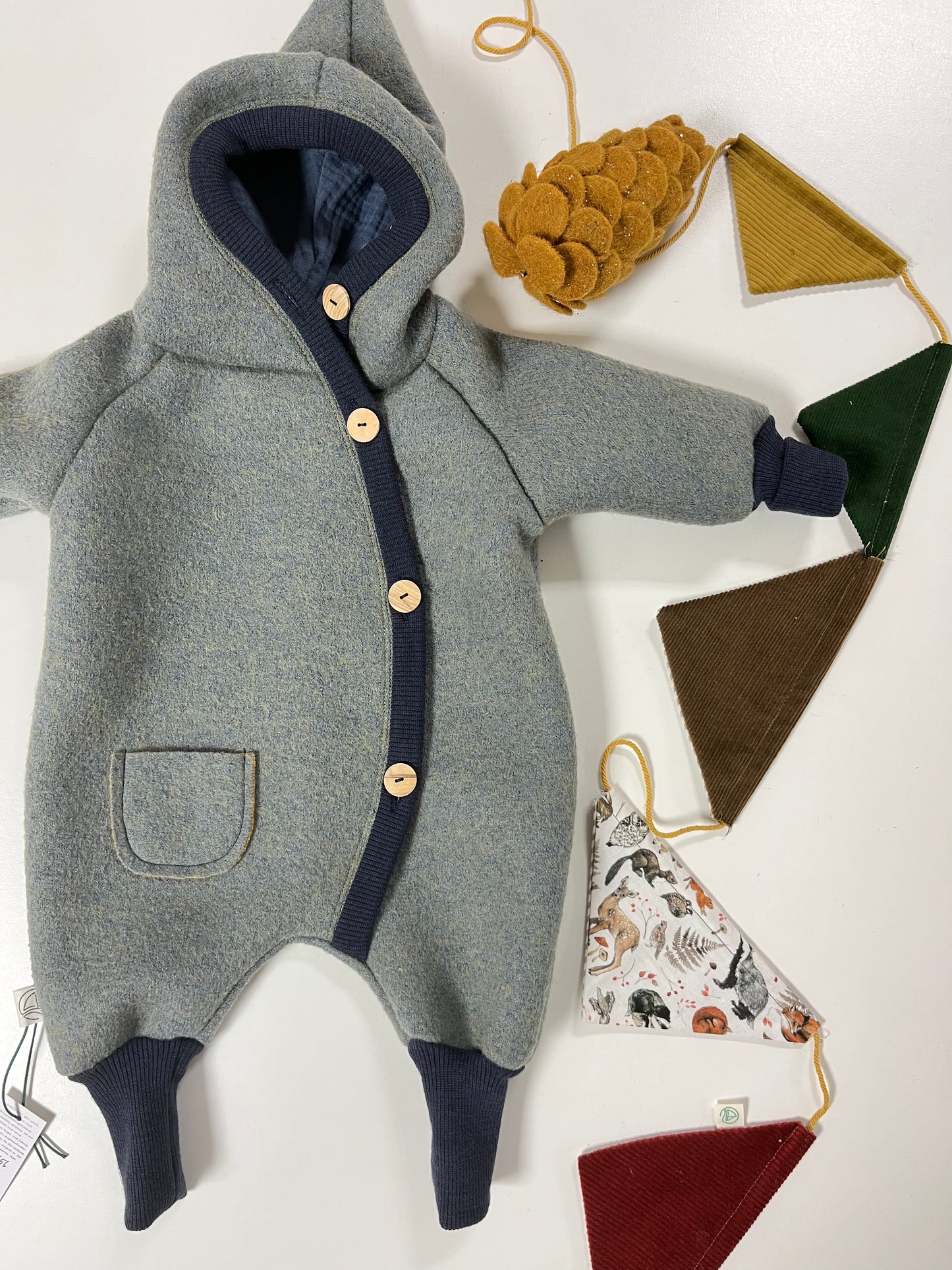 Overall "Waldmaus" , Wollwalk sky/blau