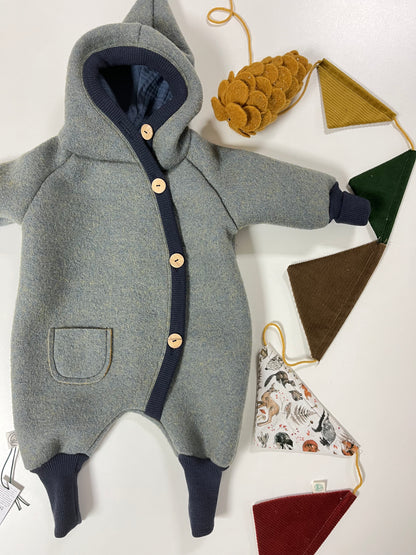 Overall "Waldmaus" , Wollwalk sky/blau