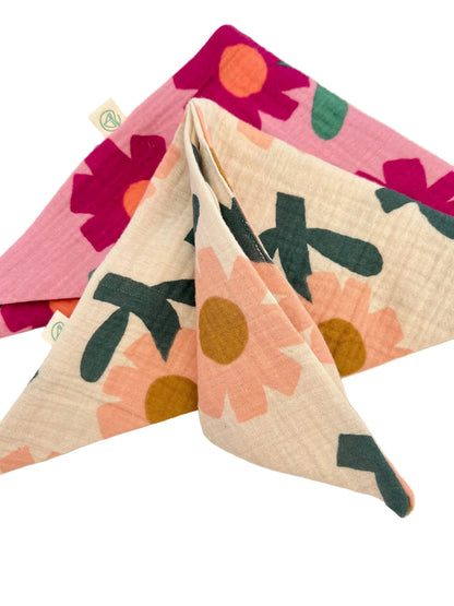 Musseline Dreieckstuch uni & Blumen