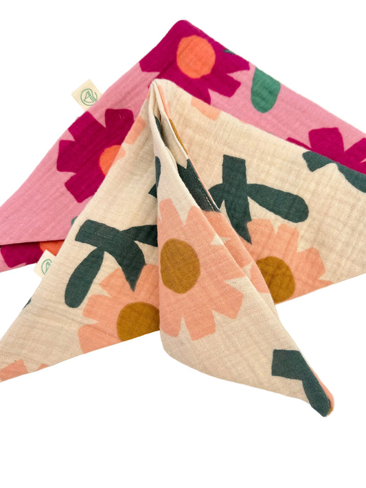 Musseline Dreieckstuch uni & Blumen
