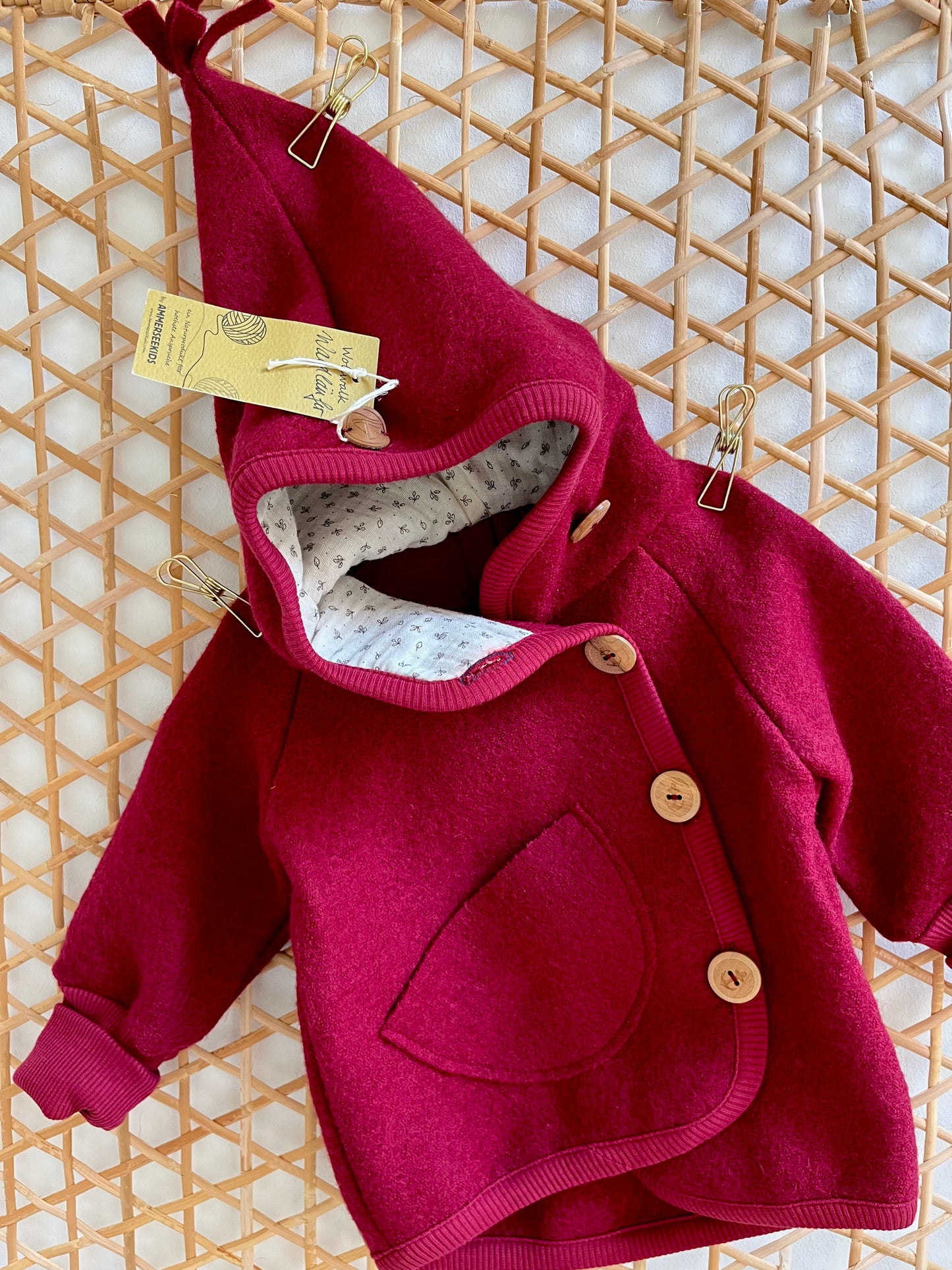 Jacke "Waldläufer" aus Wollwalk, rot 68/80