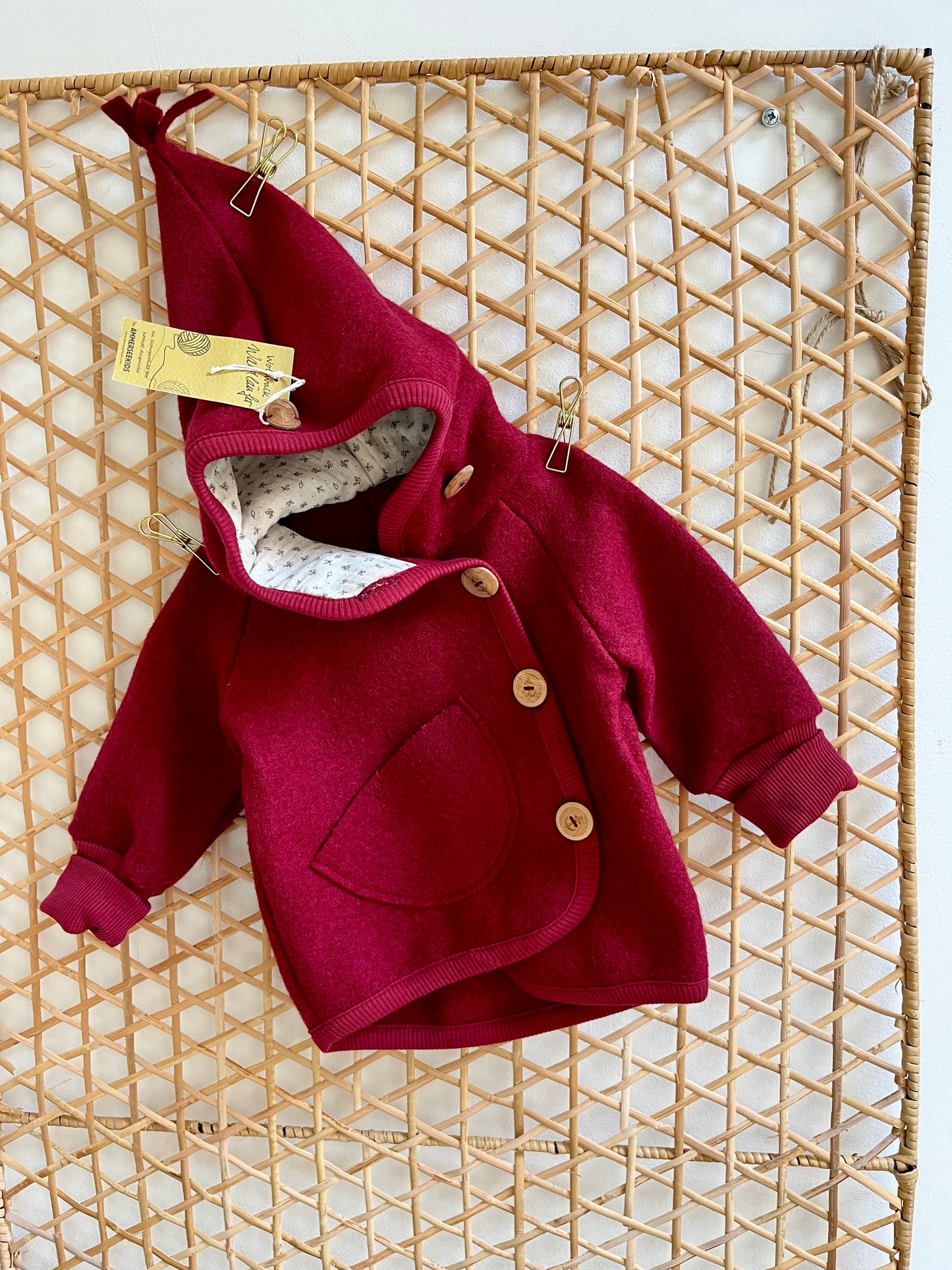Jacke "Waldläufer" aus Wollwalk, rot 68/80
