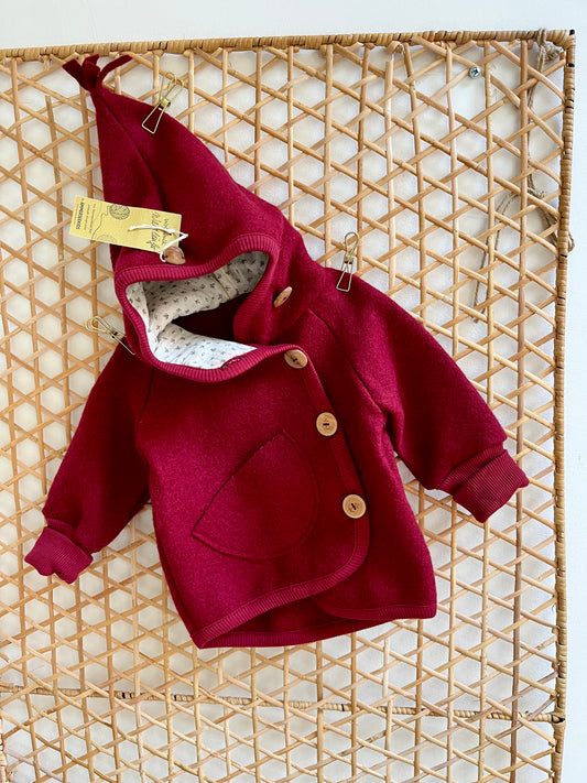 Jacke "Waldläufer" aus Wollwalk, rot 68/80
